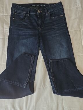 American Eagle Outfitters Dark Indigo Skinny Kick Flare Jeans